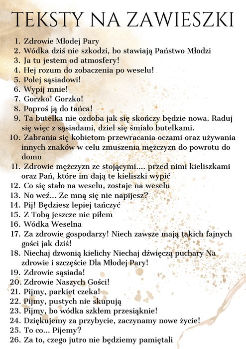 Zawieszki na alkohol złote/srebrne