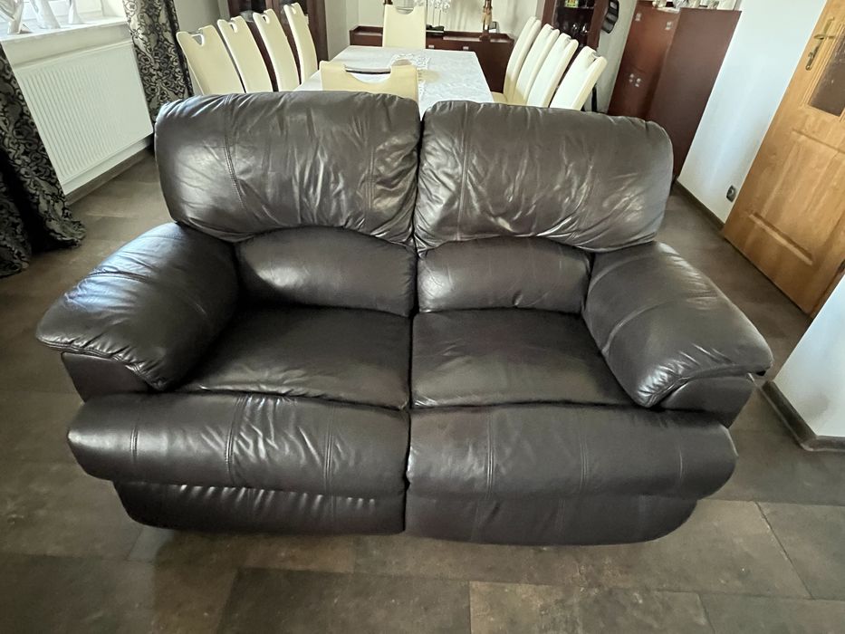 Komplet wypoczynkowy meble zestaw skora naturalna