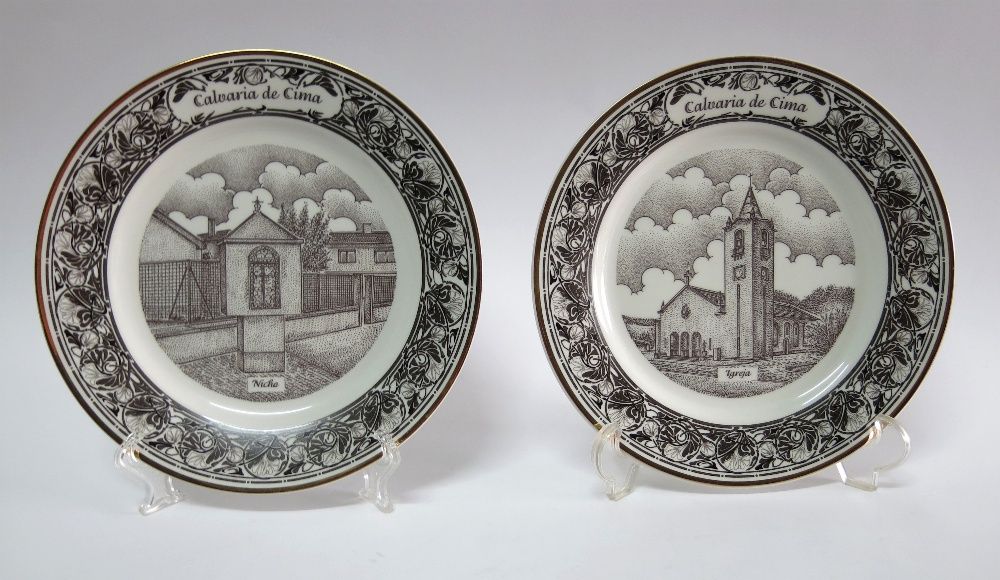 Calvaria de Cima - Coleção de 4 pratos pirogravados a ouro