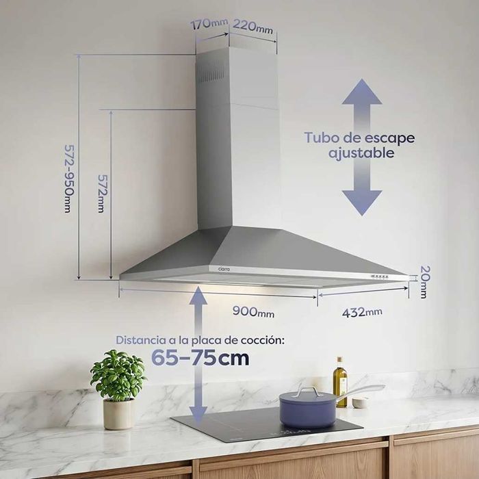 CIARRA CBCS9201 Exaustor de parede, 90 cm