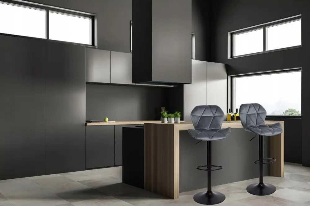 Сірий велюр крісло барне Montana на чорній ніжці, стілець барний, стул