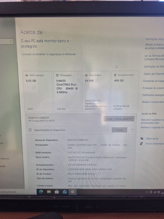 Torre Desktop HP 6000 pro (E8400 3.0ghz/6gb ram/500gb hdd)