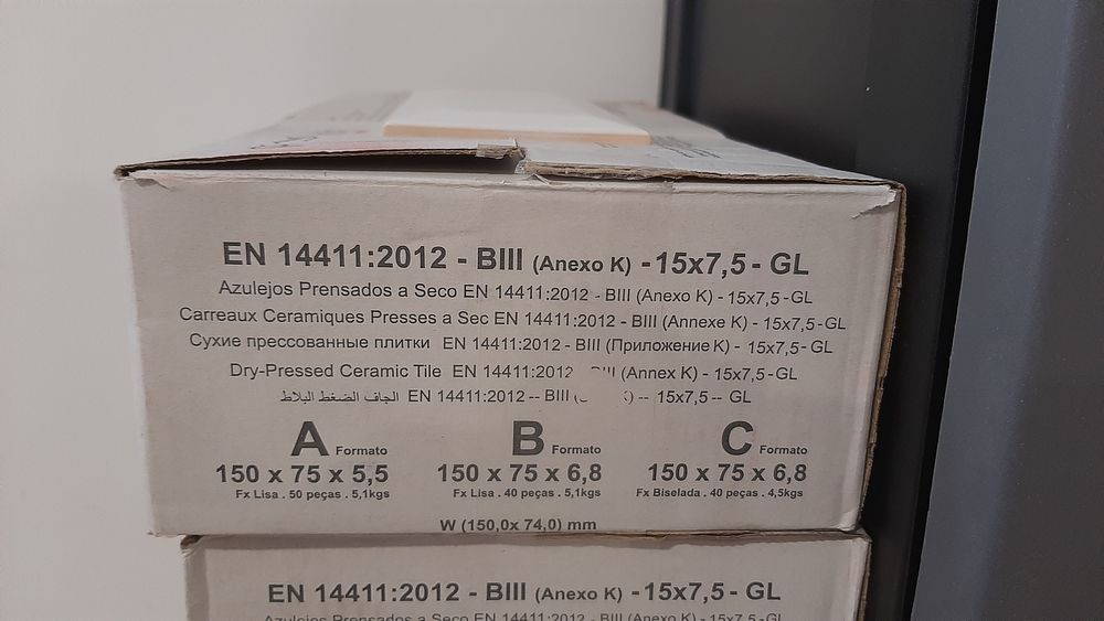 Azulejo Primus Vitória Branco Biselado Brilho - 15cmx7,5cm - total 3m2