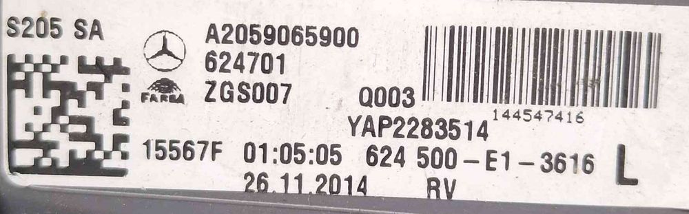 Farolim da Mala Esquerdo a2059065900 - MERCEDES-BENZ C-CLASS