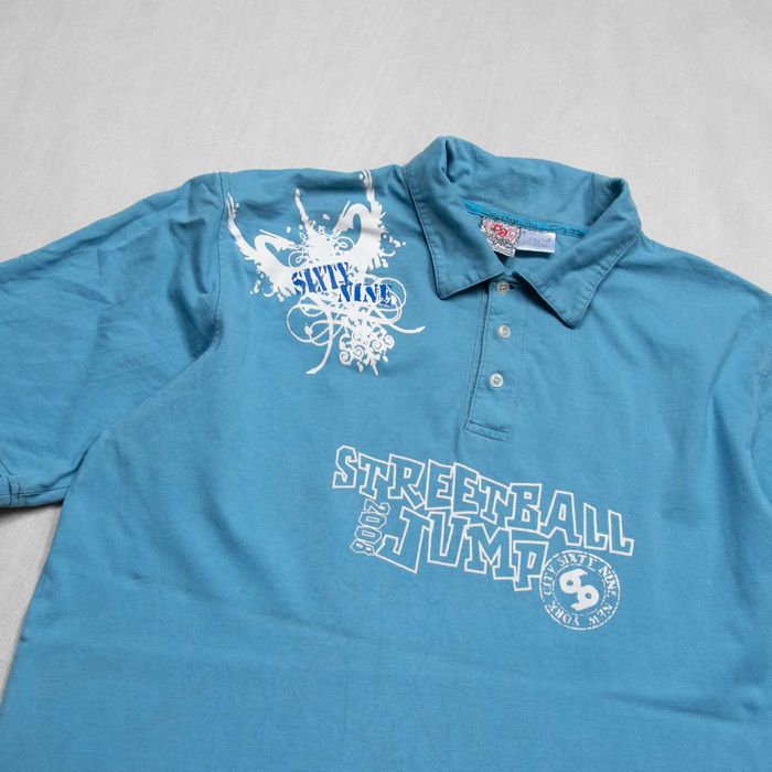 Y2K 69 SIxty Nine baggy koszulka polo XXL hip hop rap streetball