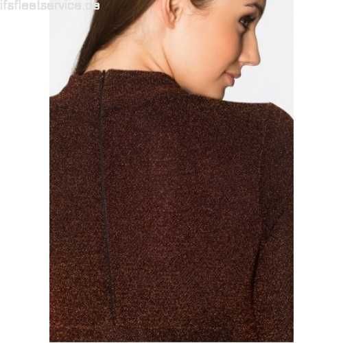 Elegancka brązowa sukienka z połyskiem, choker 38