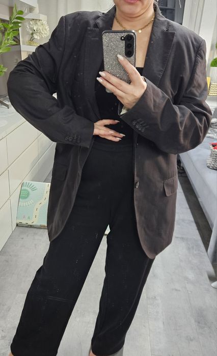 Szara grafitowa marynarka puere L-Xxl wiskoza męska oversize jacket bl