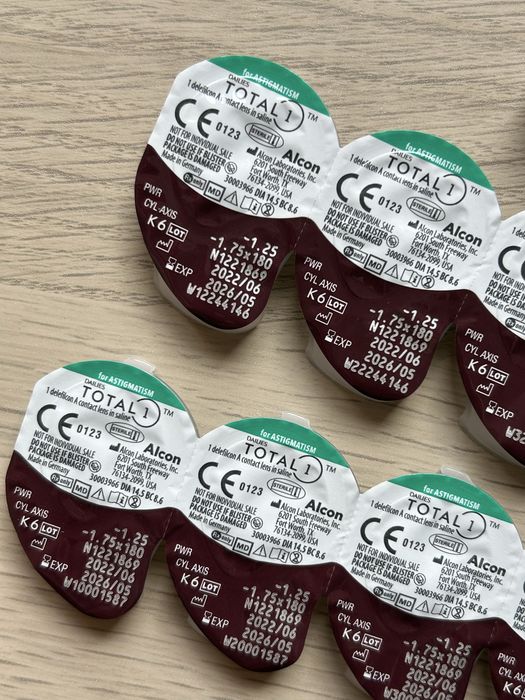 Soczewki jednodniowe -1,25 for astigmatism Total 1 Alcon - 10szt.
