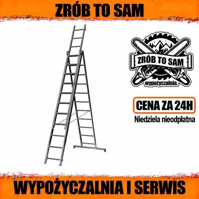 Drabina aluminiowa 3 x 11  3x12 stopni do około 7 - 9 metrów wynajem Krause Bielsko Biała
