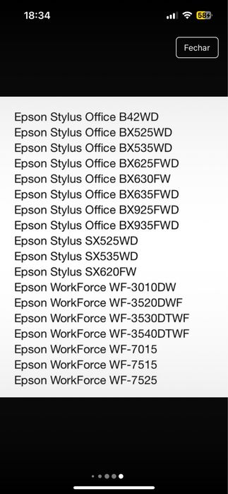 Tinteiros compativeis com impressora Epson