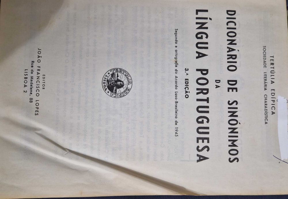 Dicionário lingua portuguesa SINÓNIMOS Tertúlia Edípica
