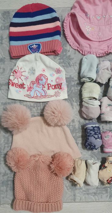 Czapki, rajtuzki, skarpetki, dziewczynka 86-92
