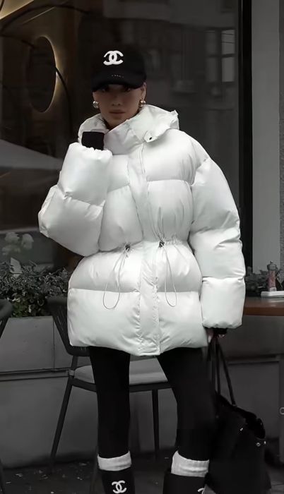 Жіноча куртка, пуховик, пуфер білий