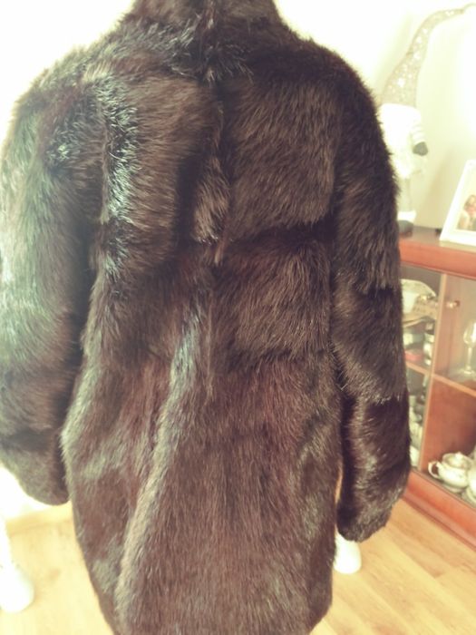 Futro czarne dlugi wlos natura nutria XL