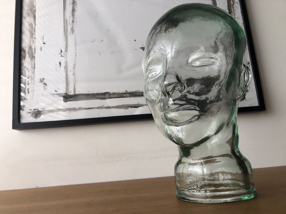 Expositor Cabeca em Vidro / vintage / tamanho real