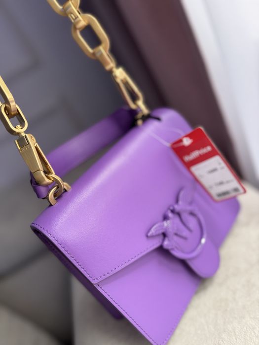 Torebka Pinko Mini Love Top Handle fioletowa z łańcuchem