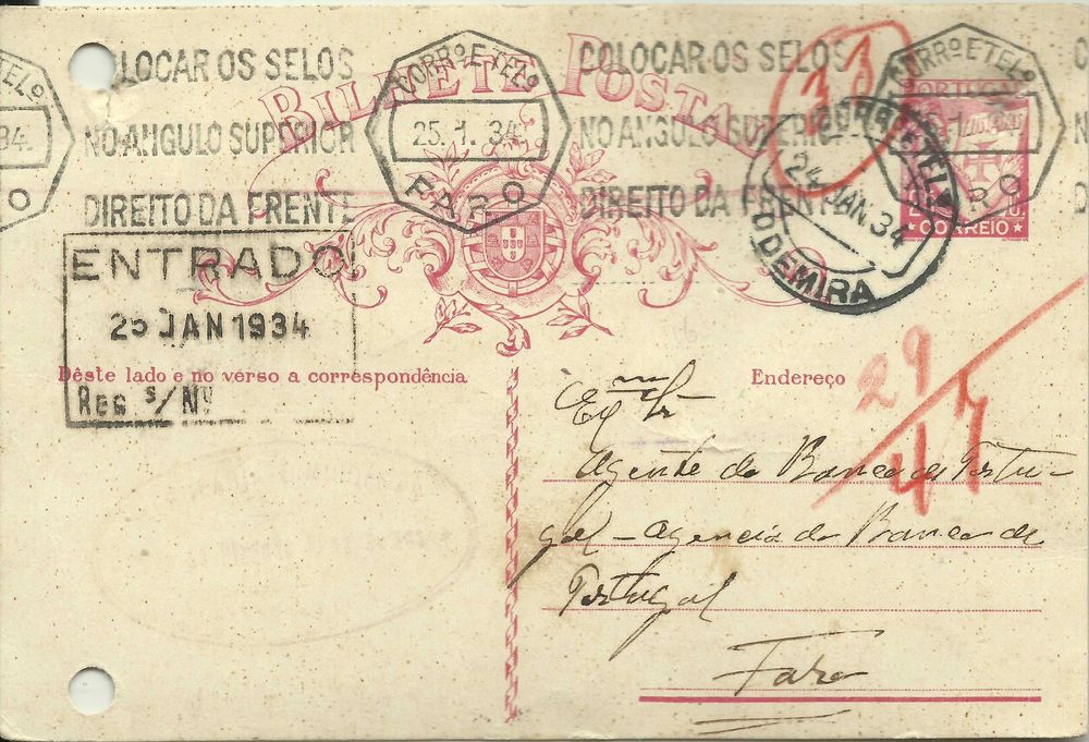 2 Bilhetes Postais Antigos 1934 ODEMIRA - FARO