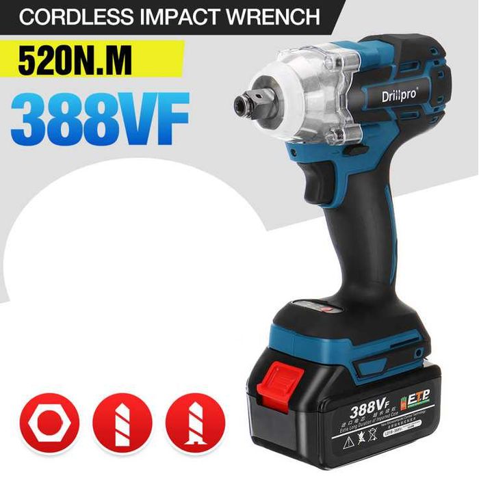 F138 Drillpro pistola impacto 520n.m  compativel baterias makita 18v