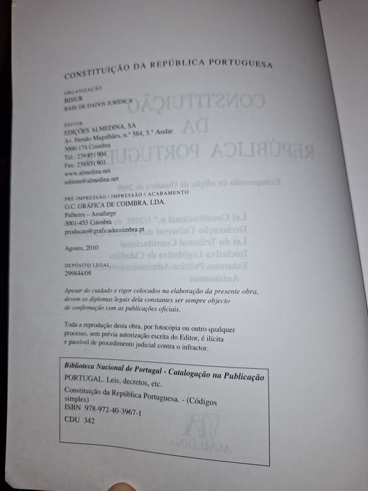 Livro Constituição da República Portuguesa