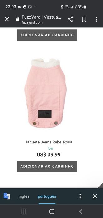 Roupa para cão nova