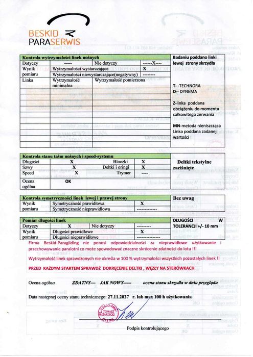 Paralotnia SWING APUS RS 23 HIKE klasa A/B