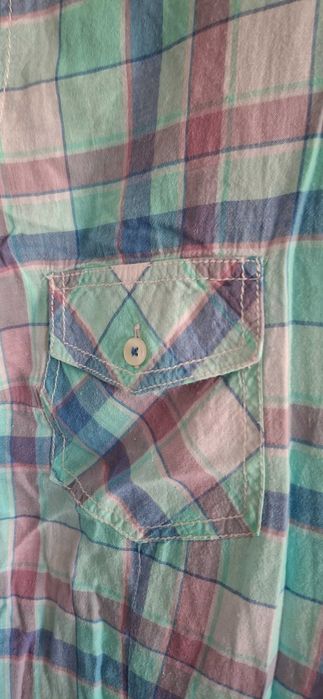 Camisa xadrez verde água