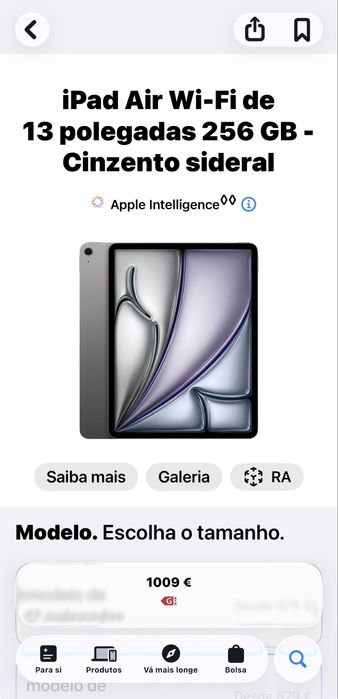 iPad Air M3 Wi-Fi de 13 polegadas 256 GB - Cinzento sideral