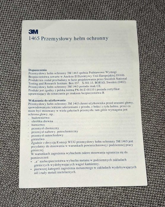 kask hełm 3M 1465 przemysłowy górniczy uchwyt na lampę