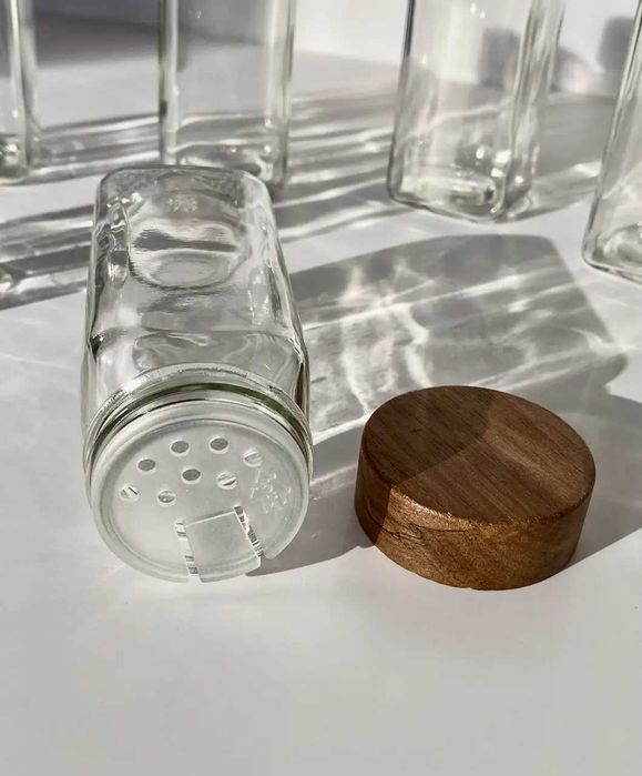 Набір баночок для спецій з деревʼяною кришкою 10 шт, 120 мл