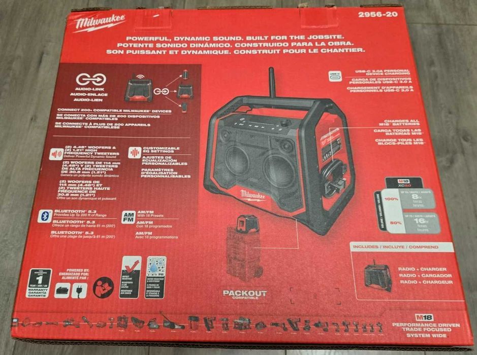 Milwaukee 2956-20 M18 Bluetooth Radio Głośnik Ładowarka z mocowaniem