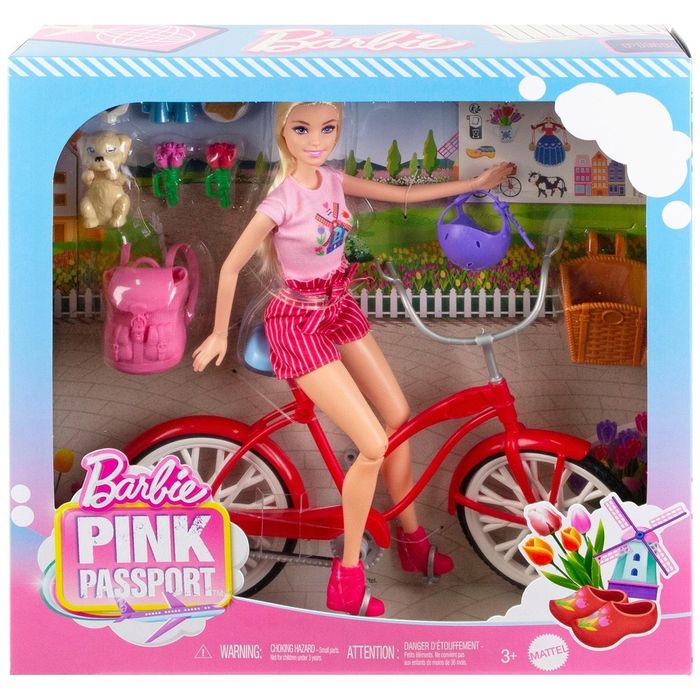 Розпродаж до 15.05!  Ігровий набір Barbie Doll Pink Passport Holland Barbie with Bicycle