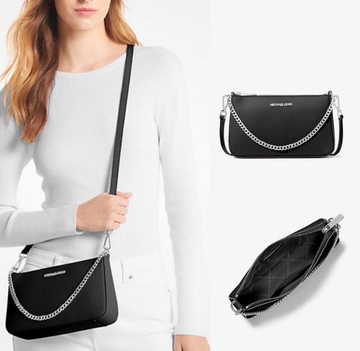 Черная кожаная сумка сумочка кроссбоди с цепочкой кросс боди Michael Kors оригинал новая