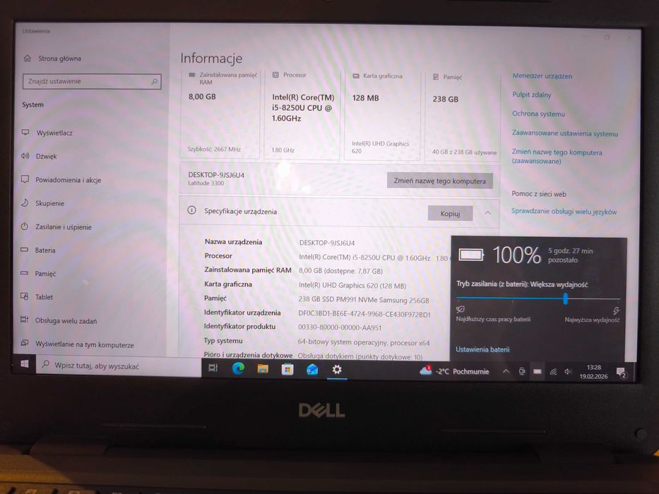 laptop Dell Latitude 3300 i5-8250U 8GB 256GB WIN10PRO KAMERA DOTYKOWY