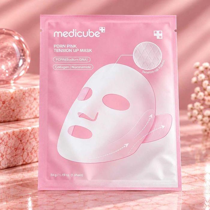 Ліфтинг-маска Medicube PDRN Pink Tension Up Mask 34 г / PDRN / колаген / ніацинамід / підтягнення овалу обличчя / оригінал