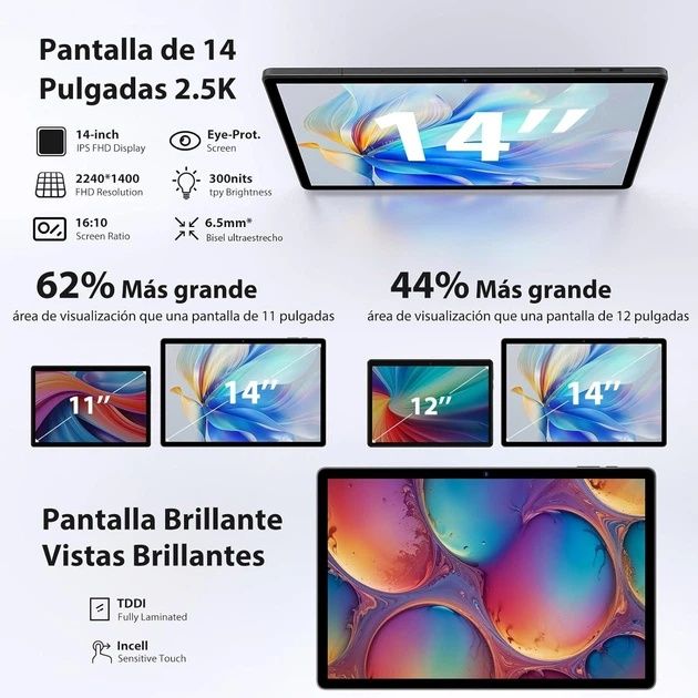 Планшет 14" 2.5K MAXLEGEN M621 12+24/256Gb 4G 2-SIM 8 ядер Android 14 11580 mAh