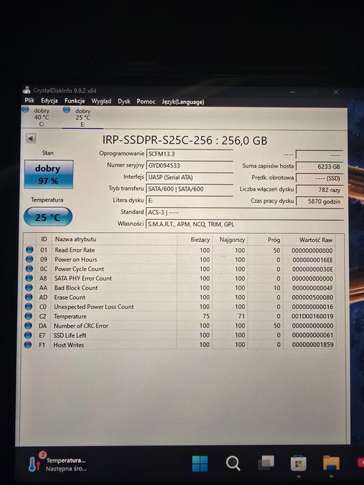 Dysk ssd sata GOODRAM IRDM PRO gen.2  256GB
