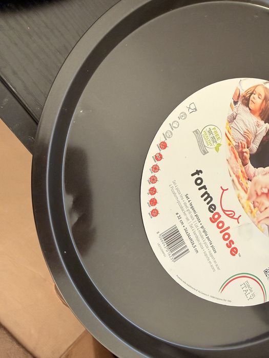 Formegolose Zestaw 4 patelni do pizzy Ø32 cm stal nieprzywierająca