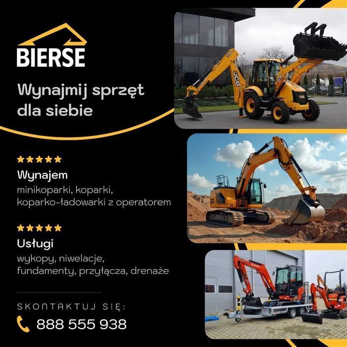 Wynajem minikoparki koparko ładowarka minikoparka koparka
