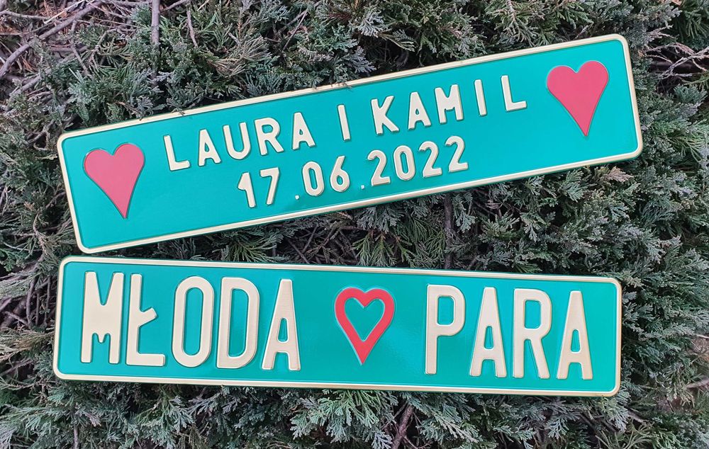 Rejestracyjne tablice ślubne