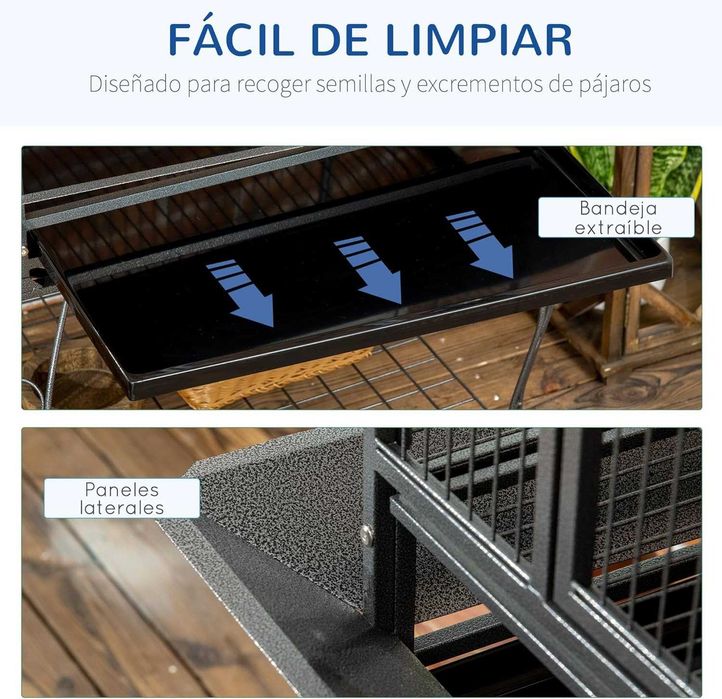 PORTES GRÁTIS - Gaiola para AVES, com rodas, 80x76,5x168cm