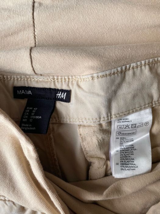Spodnie proste ciazowe kremowe bezowe 42 HM H&M Mama