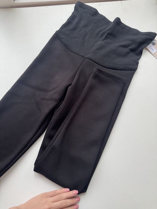 Зимні чорні теплі лосіни для вагітних на махрі 44 розмір