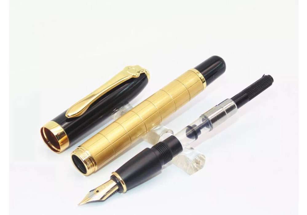 Caneta de Tinta Permanente Preta e dourada, metálica (K2)
