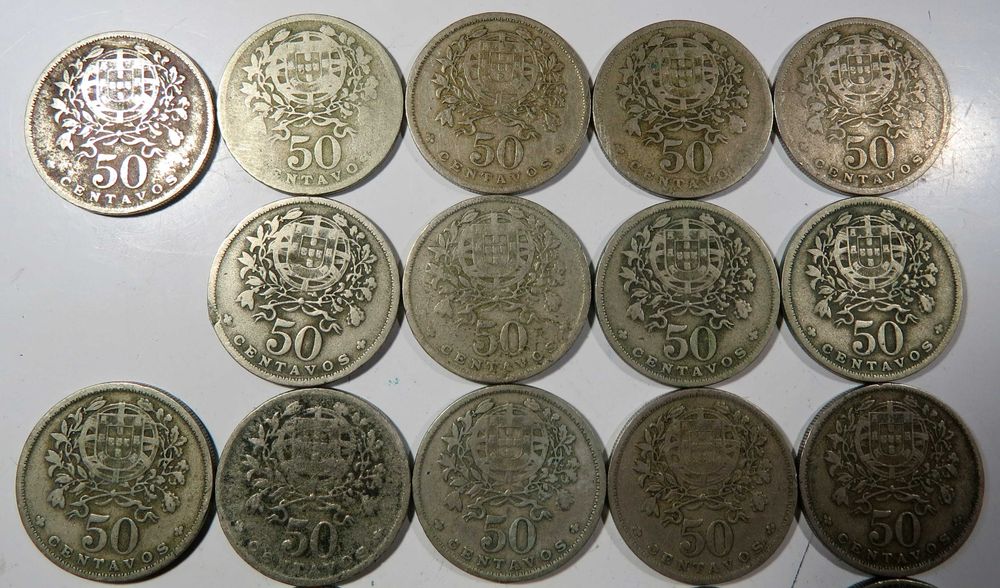 Moedas Republica Portuguesa - Série quase completa 0$50 Alpaca ( falta 1935 ) só 15€