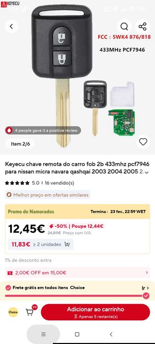 Chave Nissan 2 botões