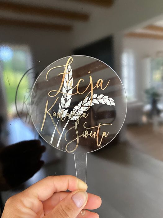 Topper na tort komunijny z imieniem, dla dziewczynki