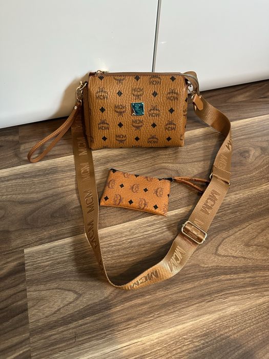 Nowa brązowa torebka MCM damska portfel w zestawie pasek torba nerka