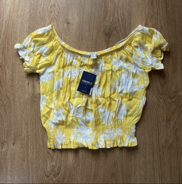 Bluzka odkryte ramiona żółta