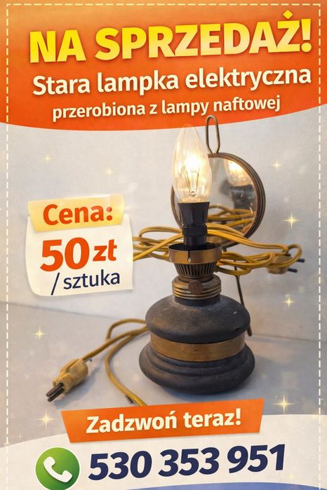 Lampka elektryczna przerobiona lampa naftowa