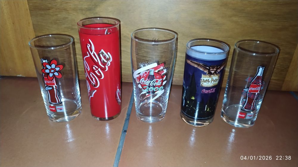 Copos coleção Coca Cola pirogravados vintage